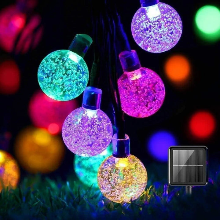 Solar String Lights Garden, 50 LED 24Ft Multi-Coloured Festival Lights Crystal Ball Decorative Fairy Lights Waterproof Indoor Outdoor for Garden, Patio, Yard, Home, Wedding, Christmas, Parties [Energy Class A]