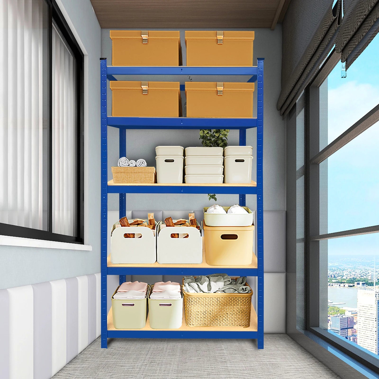 5 Shelves,Storage Shelves,Adjustable Shelves,Easy to Assemble,Total Capacity 875KG,Shelving Unit for Garages and Sheds,Home
