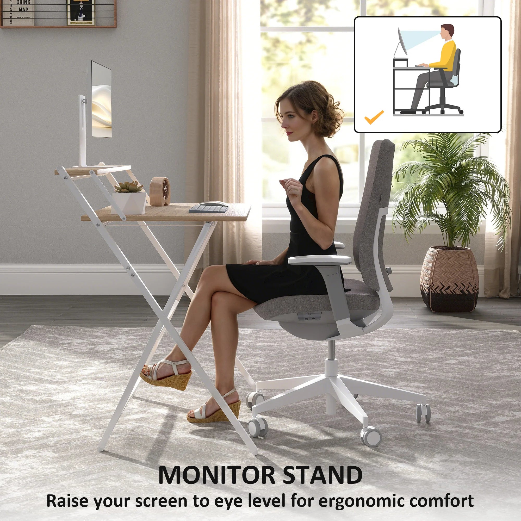 HOMCOM 81.5 cm Folding Computer Desk for Small Spaces Bedroom Natural