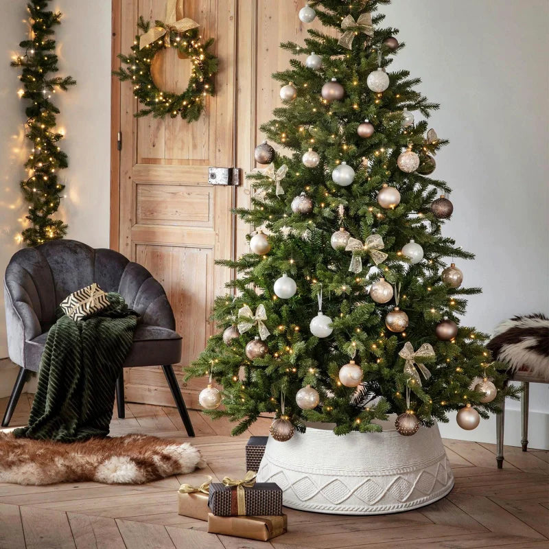 Soft Knitted Christmas Tree Collar – Reusable Fabric Tree Base Cover for Xmas Tree Stand, Farmhouse Holiday Decoration, 60cm