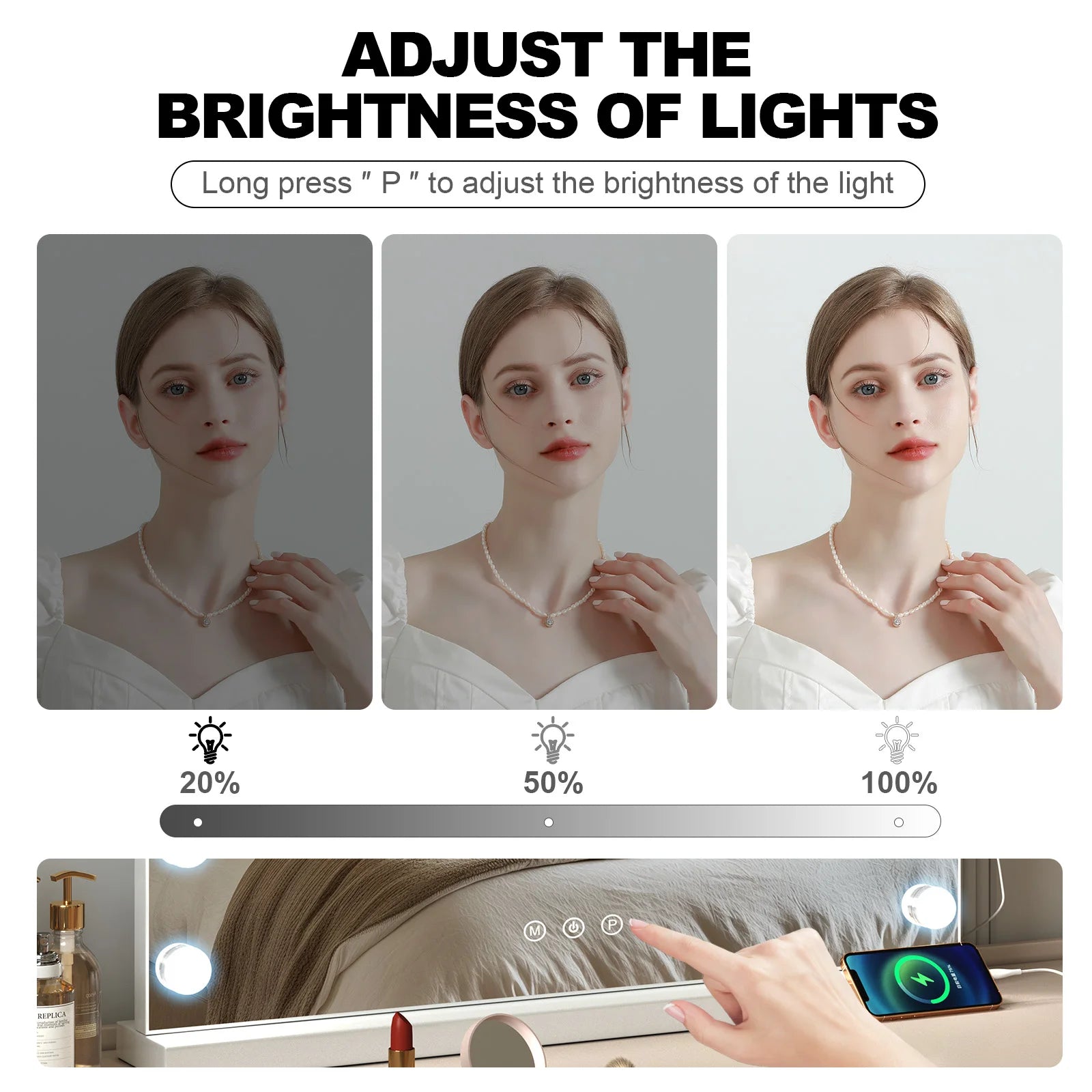 NEW Hollywood LED Vanity Mirror with Adjustable Lights - Sturdy Frame Make Up Mirror for Dressing Table Bedroom