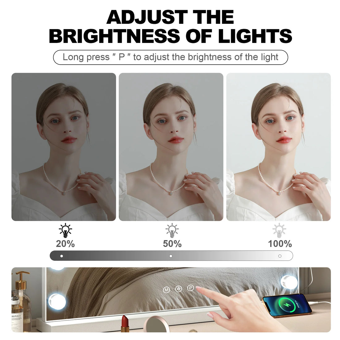 NEW Hollywood LED Vanity Mirror with Adjustable Lights - Sturdy Frame Make Up Mirror for Dressing Table Bedroom