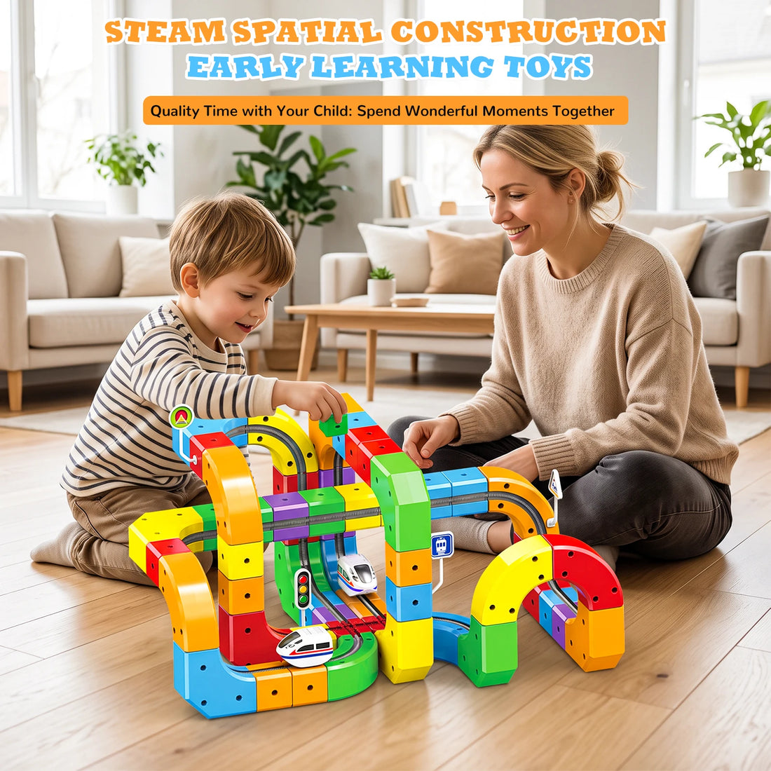 123PCS Magical Track Train STEM Educational Toys USB Rechargeable 3D Building Tracks Cube Rails DIY Assembly Toy Christmas Birthday Gift for Kids Age 3+