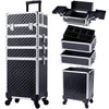 Rolling Makeup Train Case Cosmetic Trolley 4 in 1 Large Capacity Makeup Travel Case with Key  Wheels Salon Barber Case Traveling