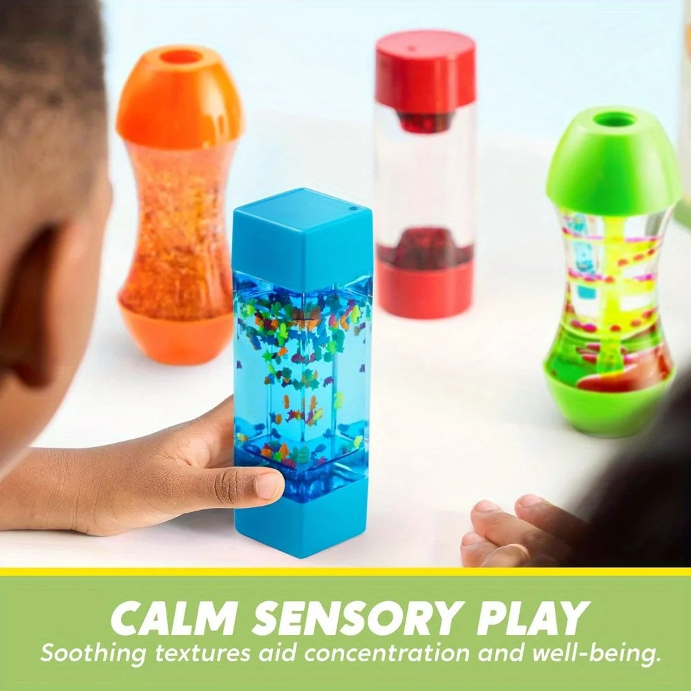 JOYFY 4-Pack Fidget Tubes Sensory Stress Relief Toy Speech Therapy Materials Calming Toys for Children Birthday Chirstmas Gift