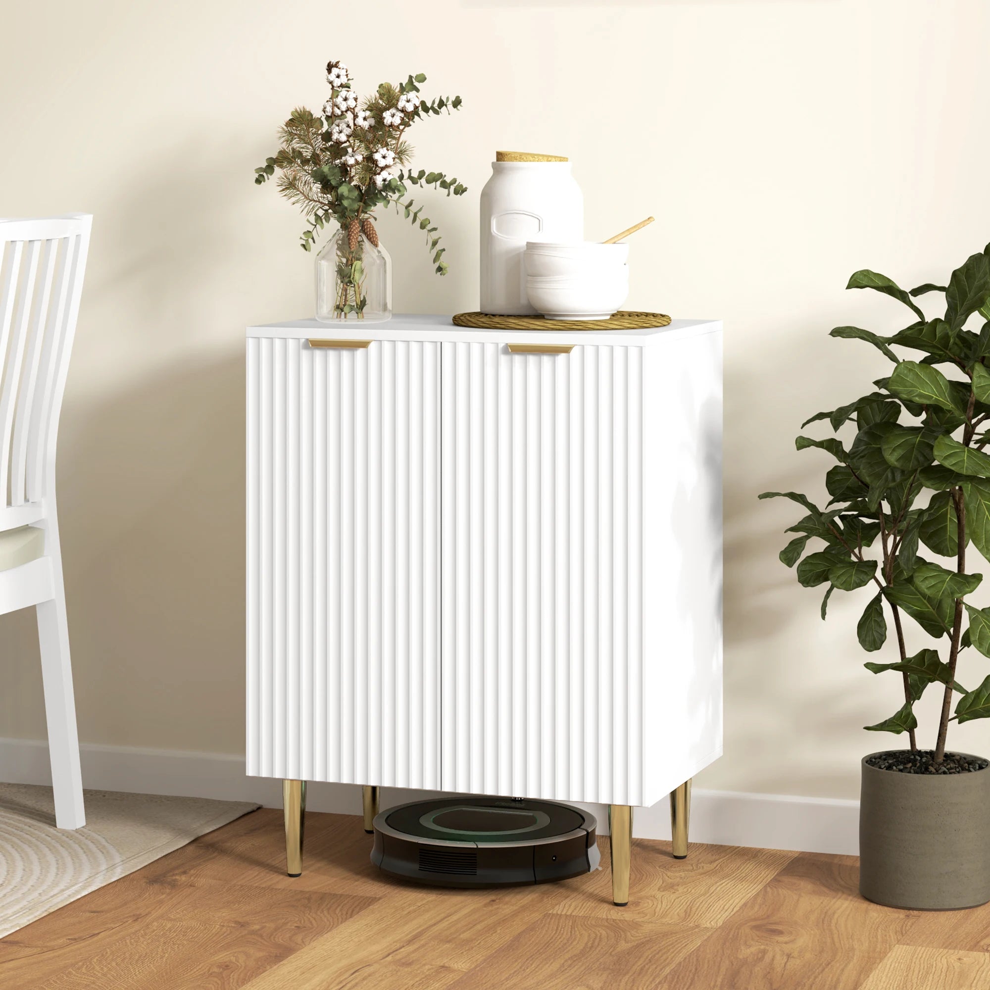 Sideboard Buffet Cabinet with Adjustable Shelf, White