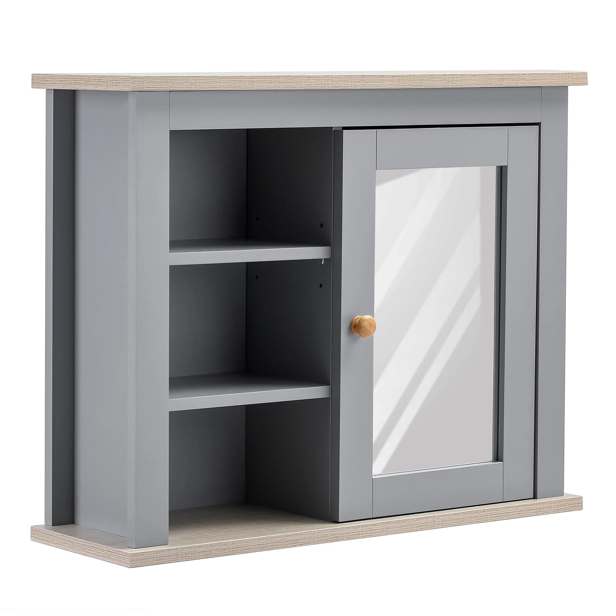 Bathroom Mirror Cabinet Storage Organizer with Open Inside Shelves
