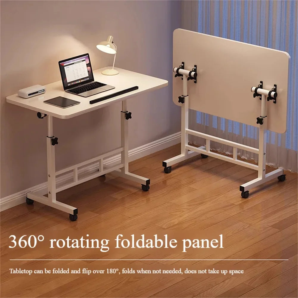 Mobile Stand Up Desk with Wheels Small Computer Desk Adjustable Height Laptop Desk White Standing Table Home Office Desks