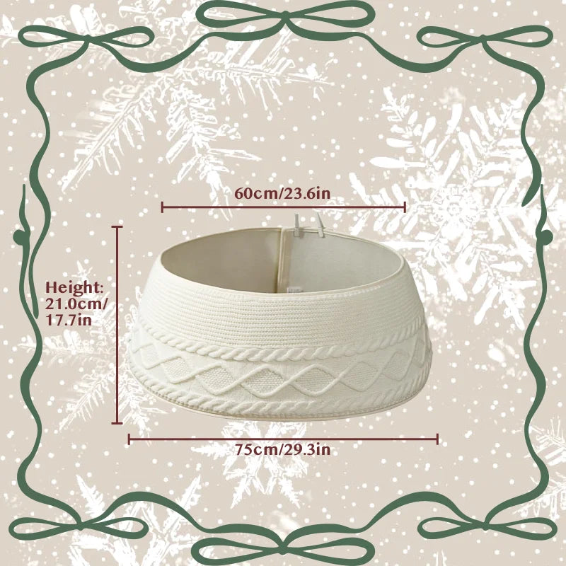 Soft Knitted Christmas Tree Collar – Reusable Fabric Tree Base Cover for Xmas Tree Stand, Farmhouse Holiday Decoration, 60cm