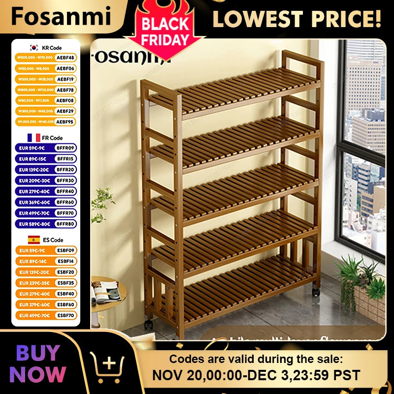 Indoor balcony plant stand flower rack simple movable garden flower pot storage rack