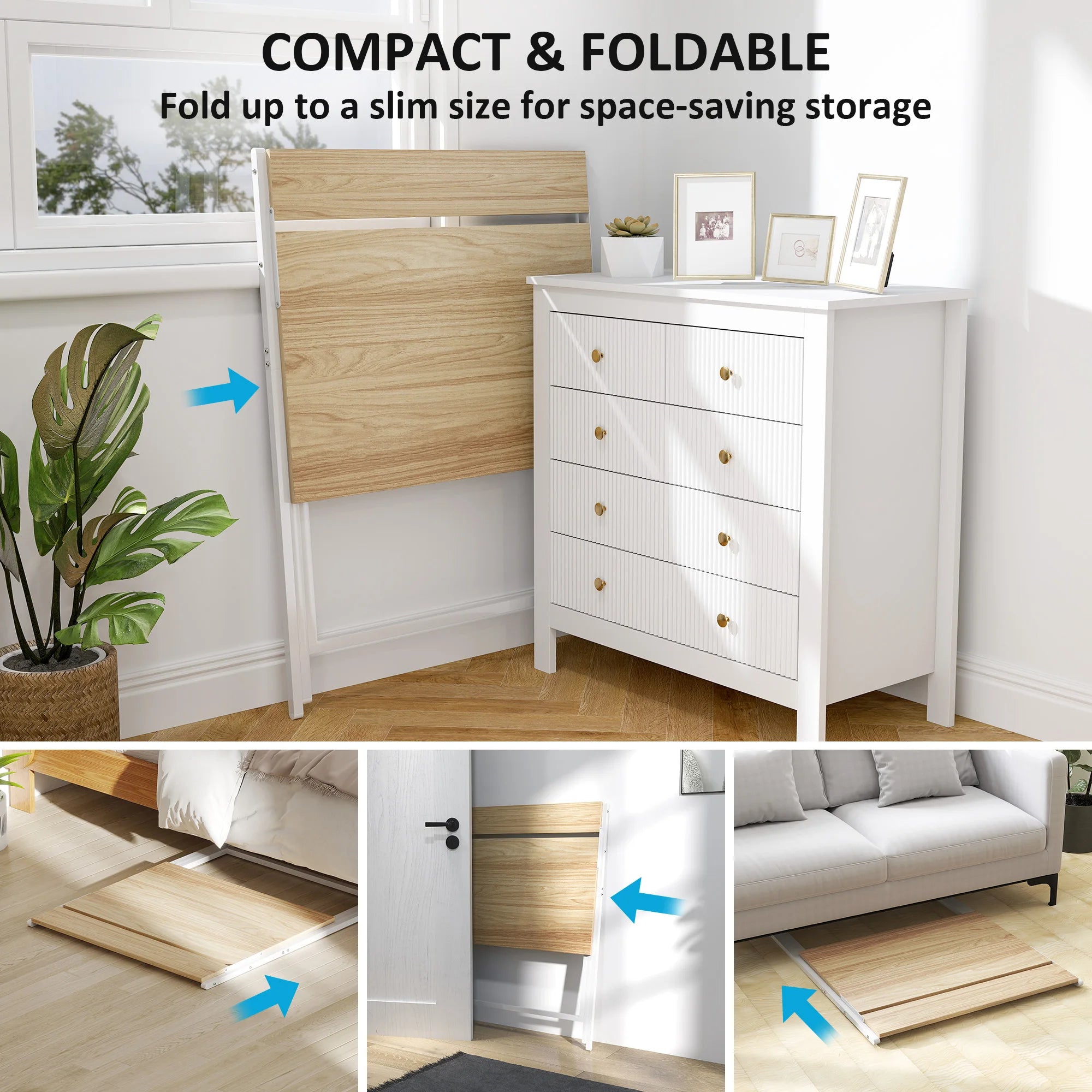HOMCOM 81.5 cm Folding Computer Desk for Small Spaces Bedroom Natural