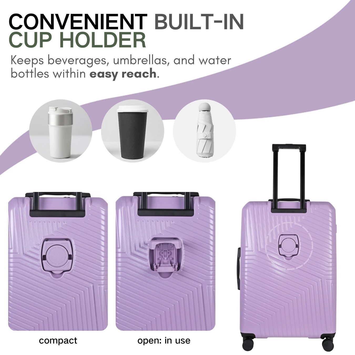 JLY Swirl ABS+PC Hard Shell Luggage Set TSA Lock Silent 360 Spinner Wheels Lightweight Rolling Suitcase 14/16 Vanity Case 20 Carry On Cabin Bag 24/28 Inch Travel Suitcases With Cup Holder For Family Business Trip