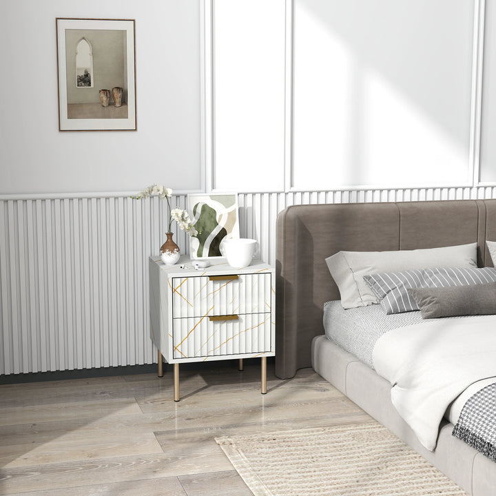 Bedside Table Bedside Cabinet with 2 Drawers for Bedroom