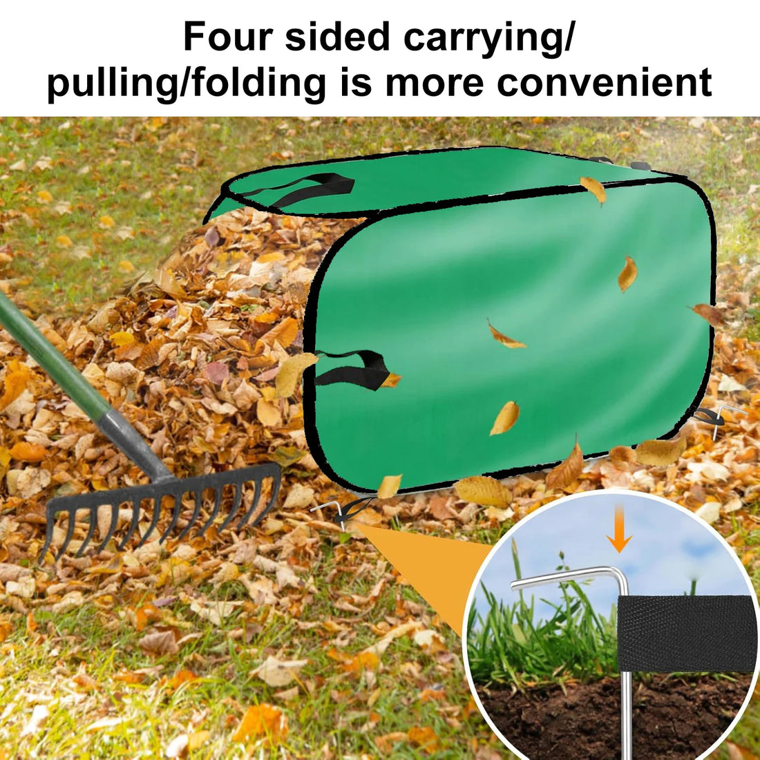 Large Capacity Gardening Garbage Bag, Foldable Leaf Collector, Pop-up Leaf Dustpan Garden Bag, Courtyard Leaf Bag