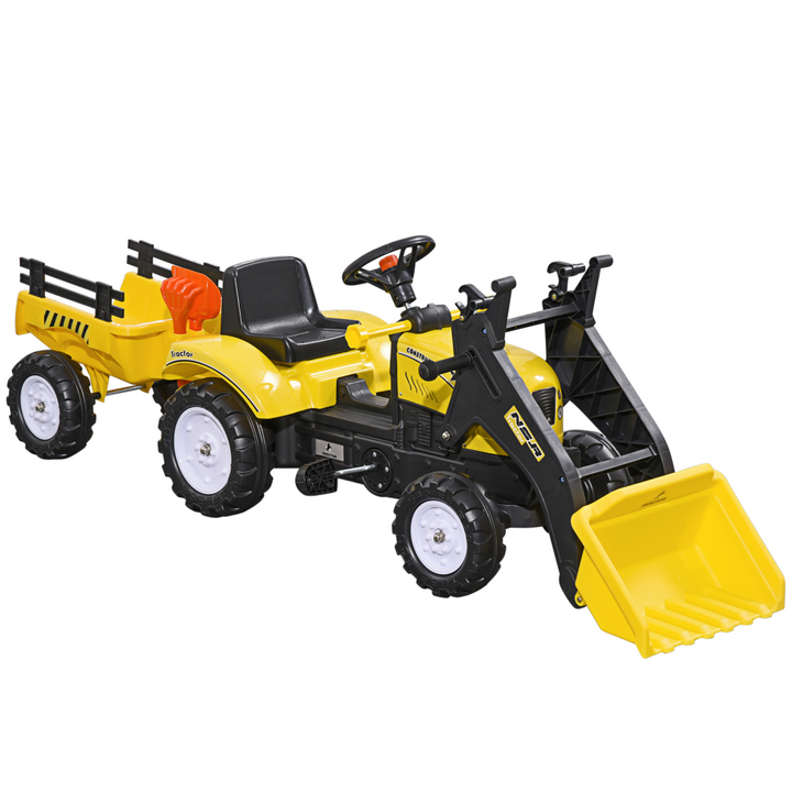 HOMCOM Pedal Go Kart Ride on Excavator Wheels Tyres Kids Children -Yellow